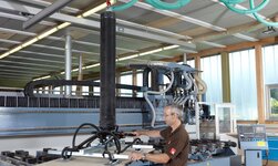Leichtkransystem mit Vacuhandlinggerät in Holzbaubetrieb