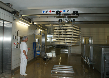 Laufkran mit Zwischenbau in Käseproduktion