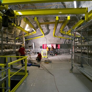 crane system is used for material transport during the construction phase