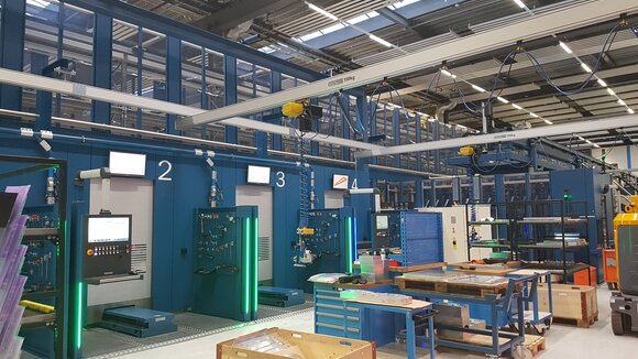 Kransystem mit Elektrokettenzug und Vakuumheber