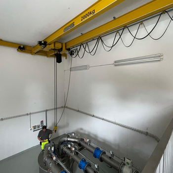 Crane system in use for annual service and maintenance work